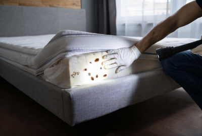Bed bugs infestation on mattress