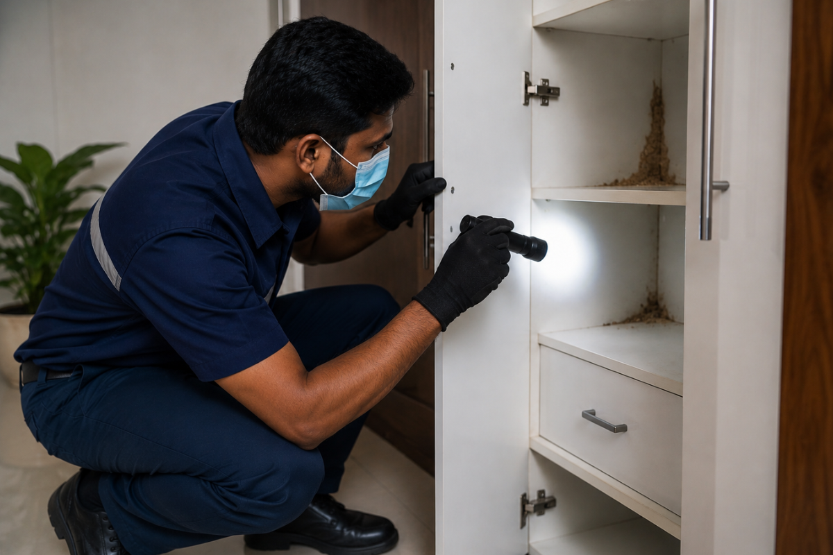 Early signs of termites in cupboard